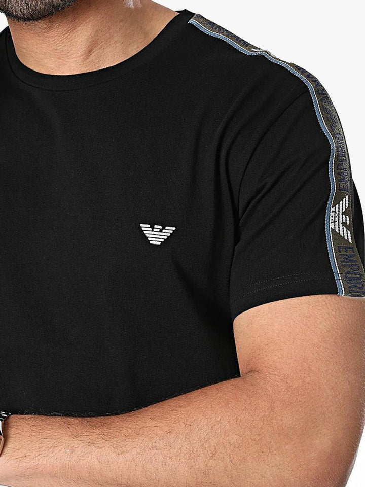 Emporio Armani Lounge Eagle Tape T-Shirt - Black-SPIRALSEVEN DESIGNER MENSWEAR UK