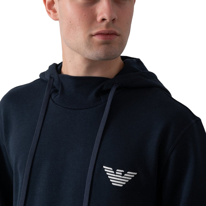 Emporio Armani Lounge Hooded Sweatshirt Navy-SPIRALSEVEN DESIGNER MENSWEAR UK