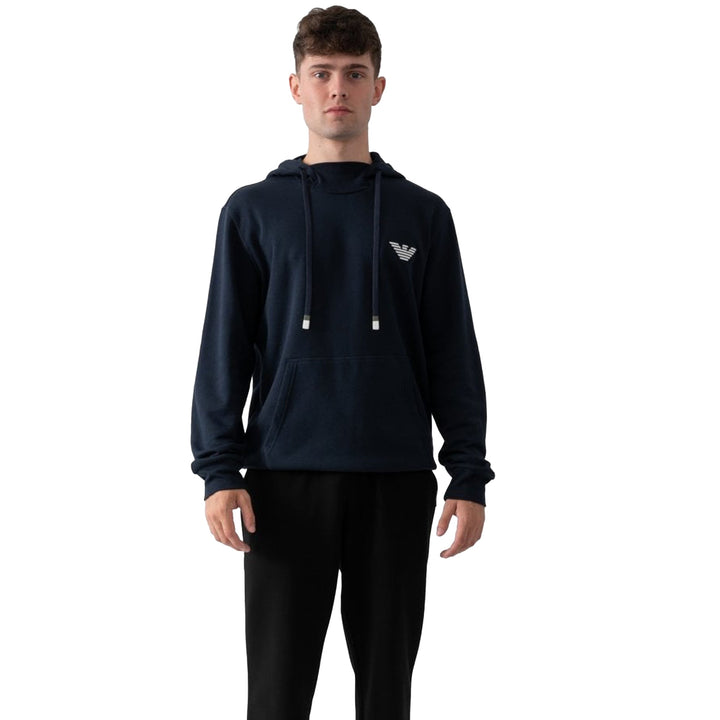 Emporio Armani Lounge Hooded Sweatshirt Navy-SPIRALSEVEN DESIGNER MENSWEAR UK