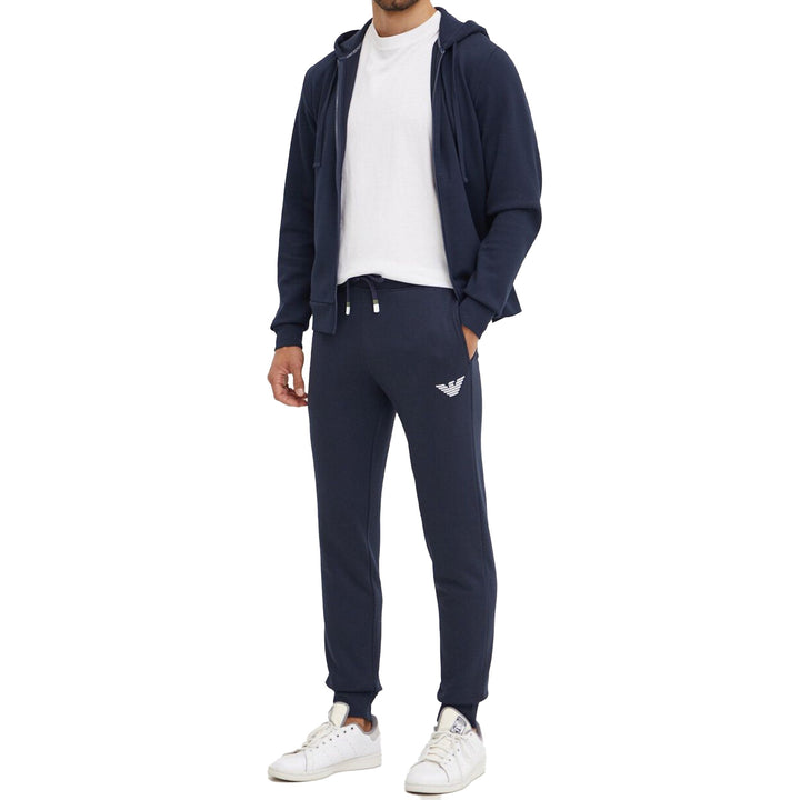 Emporio Armani Lounge Logo Joggers Navy-SPIRALSEVEN DESIGNER MENSWEAR UK