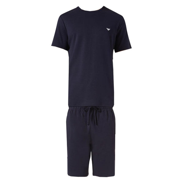 Emporio Armani Lounge T-Shirt and Shorts Pyjamas Set - Navy-SPIRALSEVEN DESIGNER MENSWEAR UK