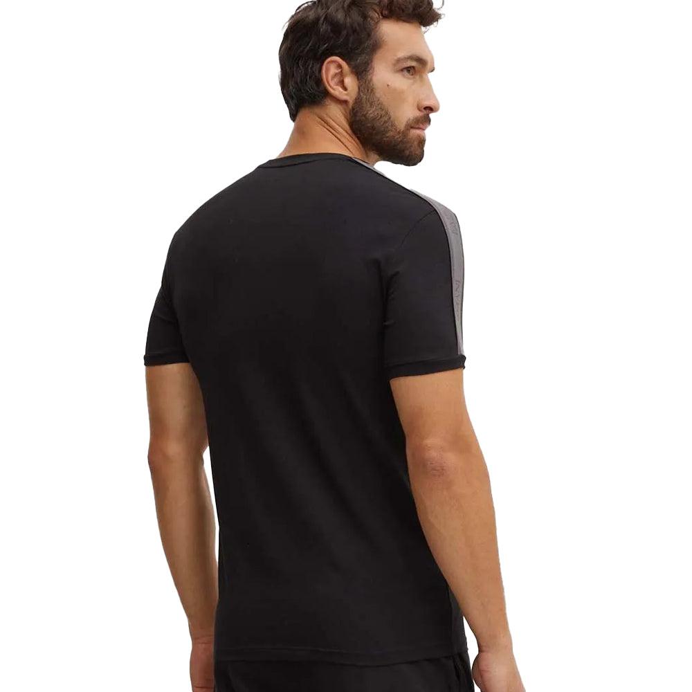 Emporio Armani Lounge Tape Crew T Shirt Black Spiral Seven