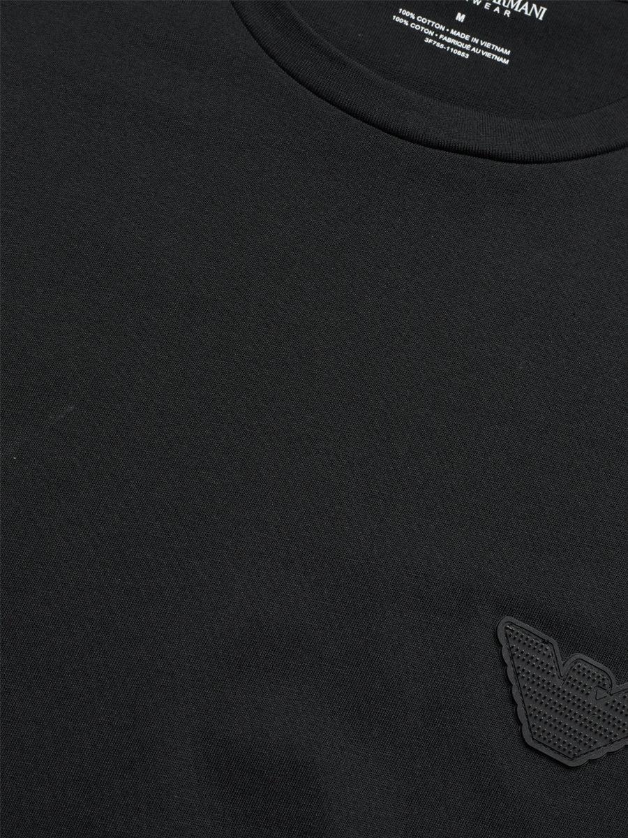 Emporio Armani Lounge Tonal Rubber Logo T-Shirt - Black-SPIRALSEVEN DESIGNER MENSWEAR UK