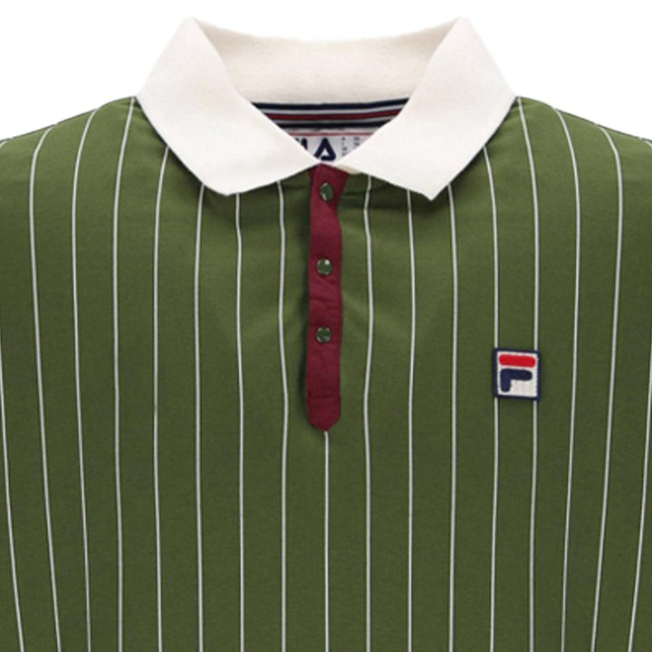 Fila BB1 Classic Striped Polo Shirt Chive/Gardenia/Windsor Wine-SPIRALSEVEN DESIGNER MENSWEAR UK