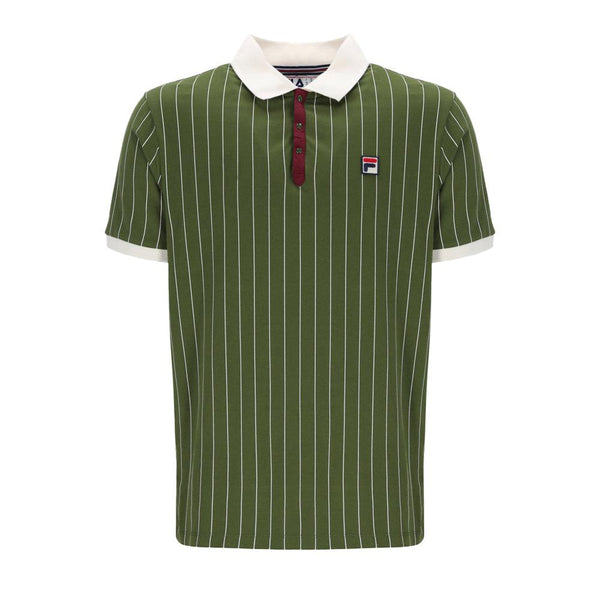 Fila BB1 Classic Striped Polo Shirt Chive/Gardenia/Windsor Wine-SPIRALSEVEN DESIGNER MENSWEAR UK