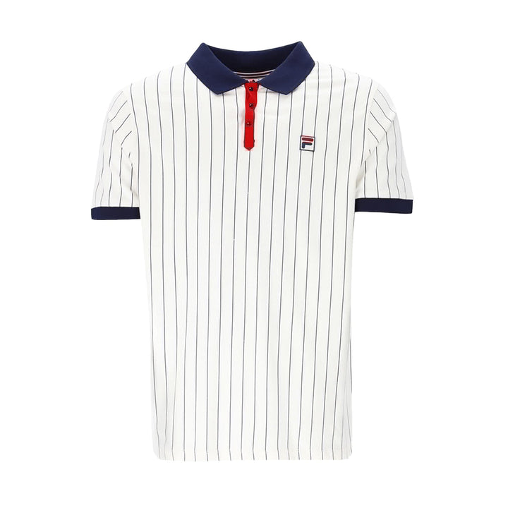 Fila BB1 Classic Striped Polo Shirt White/Fila Navy/Fila Red-SPIRALSEVEN DESIGNER MENSWEAR UK