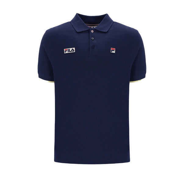 Fila Pablo Three Button Tipped Polo Shirt Fila Navy/Lemonade-SPIRALSEVEN DESIGNER MENSWEAR UK