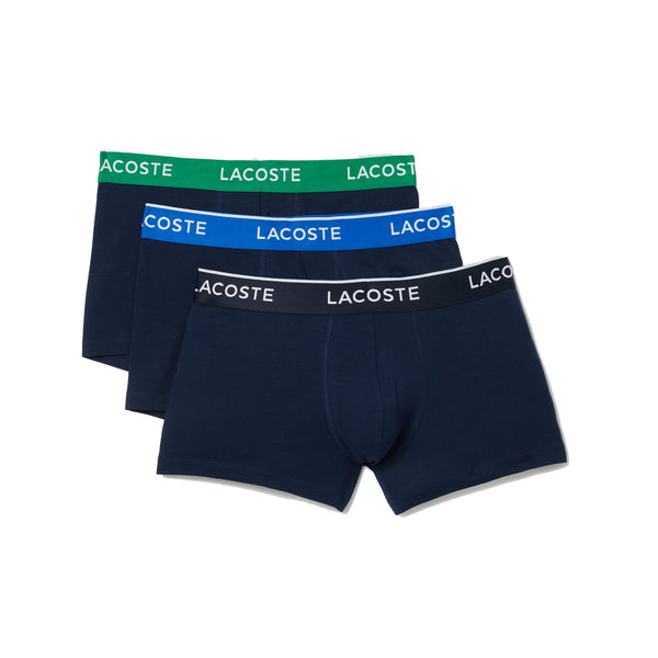 Lacoste 3 Pack Cotton Stretch Logo Trunks Navy Blue/Green/Blue