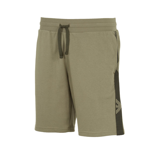 Emporio Armani Lounge Woven Tape Jersey Shorts Khaki Green