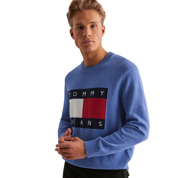 Tommy Jeans Knitted Flag Sweater Tempo Blue Melange