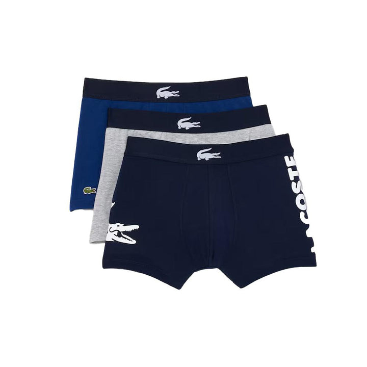 Lacoste 3 Pack Print Trunks Navy/Grey/Blue-SPIRALSEVEN DESIGNER MENSWEAR UK