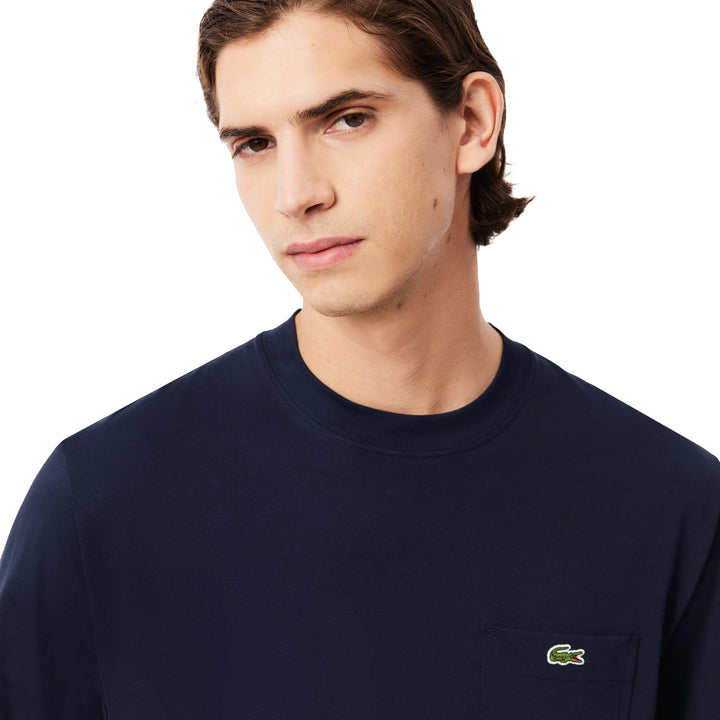 Lacoste Chest Pocket Cotton T-Shirt Midnight Blue-SPIRALSEVEN DESIGNER MENSWEAR UK