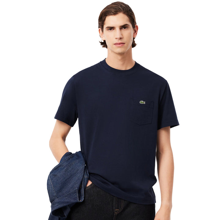 Lacoste Chest Pocket Cotton T-Shirt Midnight Blue-SPIRALSEVEN DESIGNER MENSWEAR UK