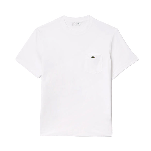 Lacoste Chest Pocket Cotton T-Shirt White-SPIRALSEVEN DESIGNER MENSWEAR UK