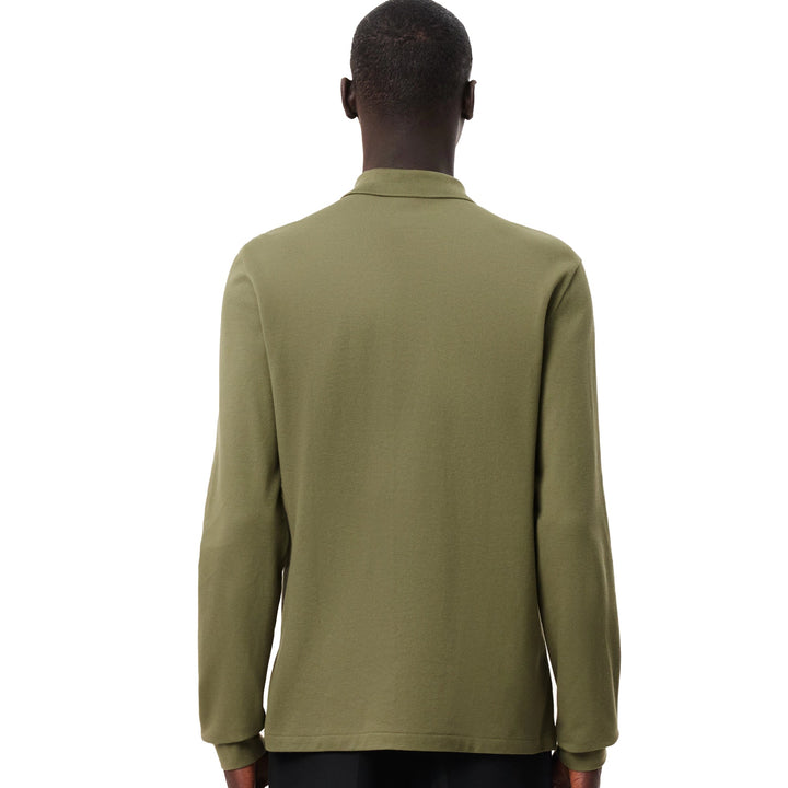 Lacoste Classic Fit Long Sleeve Polo Shirt Khaki Green-SPIRALSEVEN DESIGNER MENSWEAR UK