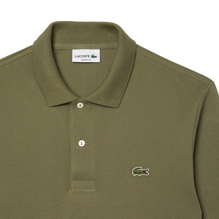 Lacoste Classic Fit Long Sleeve Polo Shirt Khaki Green-SPIRALSEVEN DESIGNER MENSWEAR UK