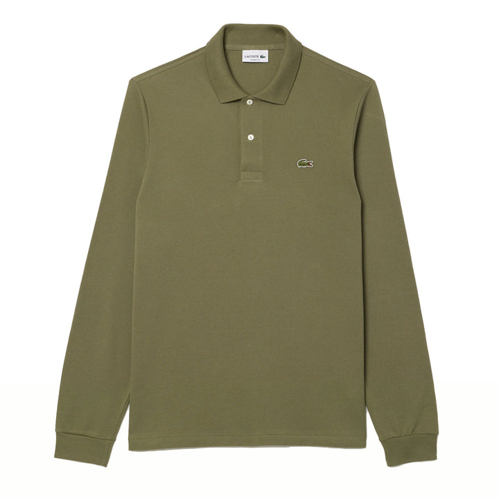 Lacoste Classic Fit Long Sleeve Polo Shirt Khaki Green-SPIRALSEVEN DESIGNER MENSWEAR UK