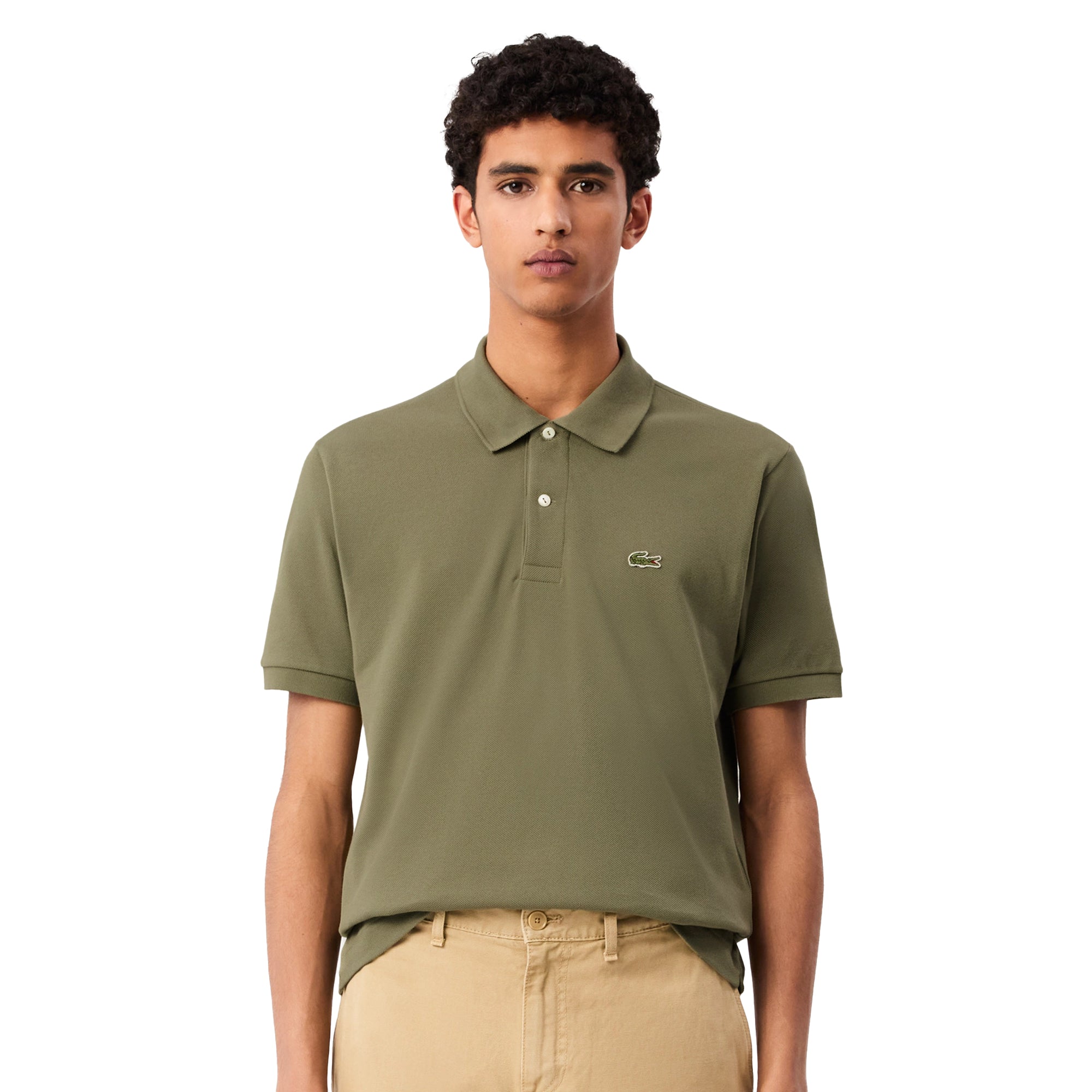 Lacoste Classic Fit Polo Shirt Khaki Green Spiral Seven