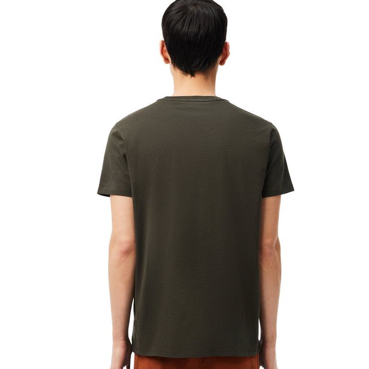 Lacoste Cotton Pima Crew Neck T-Shirt Dark Khaki Green-SPIRALSEVEN DESIGNER MENSWEAR UK