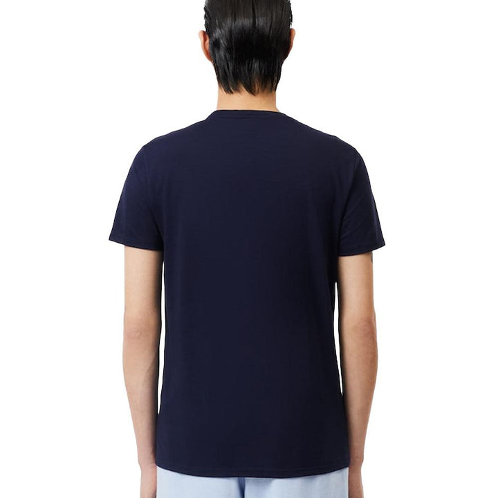 Lacoste Cotton Pima Crew Neck T-Shirt Navy Blue-SPIRALSEVEN DESIGNER MENSWEAR UK