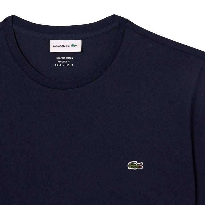 Lacoste Cotton Pima Crew Neck T-Shirt Navy Blue-SPIRALSEVEN DESIGNER MENSWEAR UK