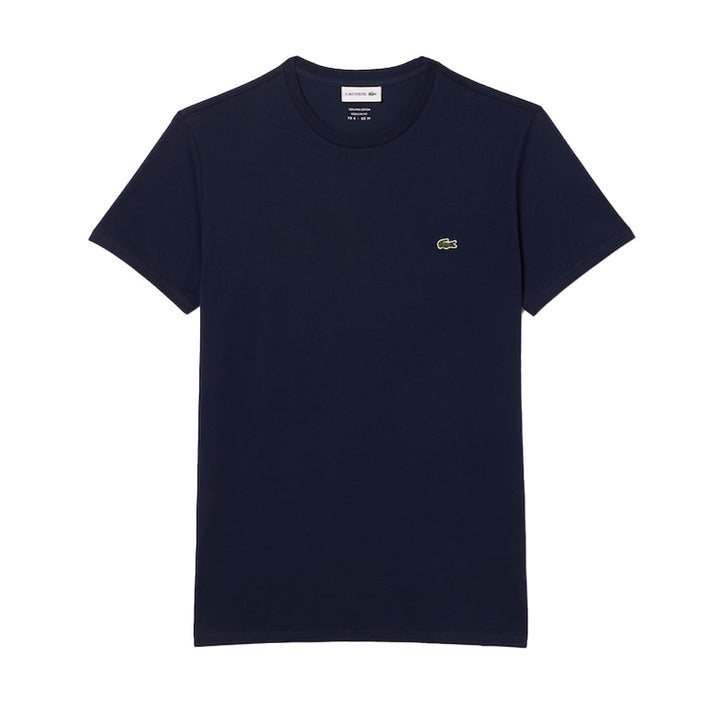 Lacoste Cotton Pima Crew Neck T-Shirt Navy Blue-SPIRALSEVEN DESIGNER MENSWEAR UK