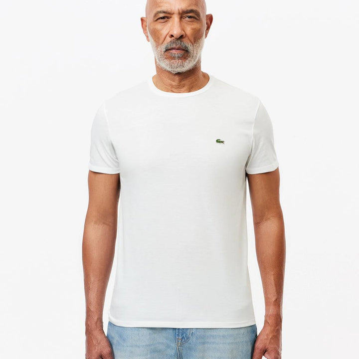 Lacoste Cotton Pima Crew Neck T-Shirt White-SPIRALSEVEN DESIGNER MENSWEAR UK