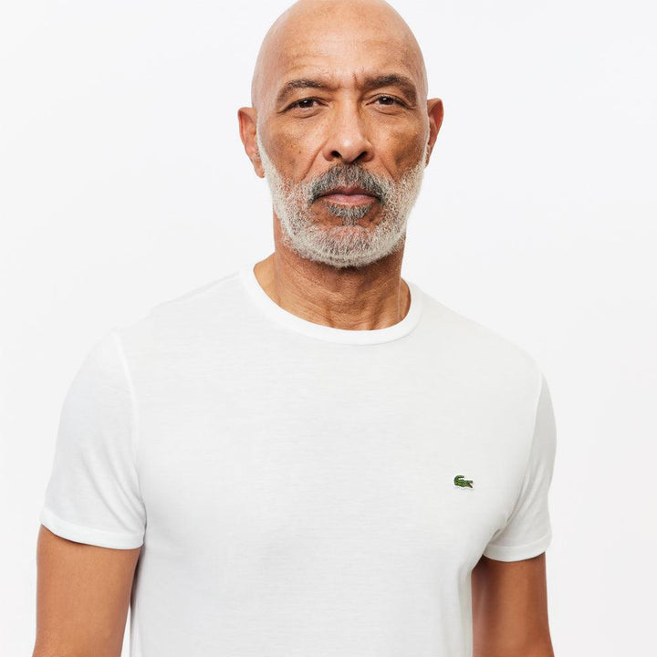 Lacoste Cotton Pima Crew Neck T-Shirt White-SPIRALSEVEN DESIGNER MENSWEAR UK