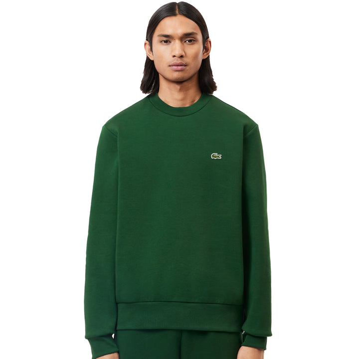 Lacoste Fleece Crew Sweatshirt Pine Green-SPIRALSEVEN DESIGNER MENSWEAR UK