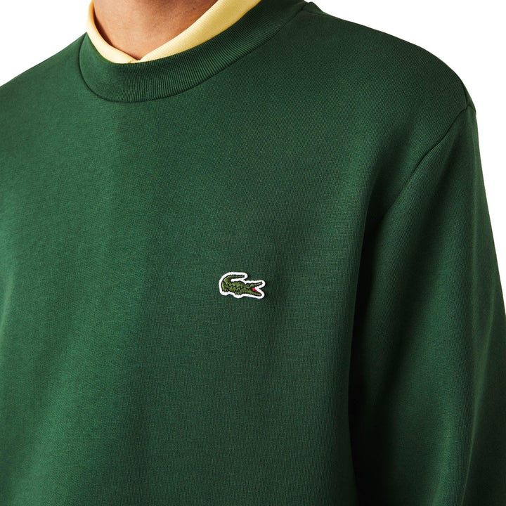 Lacoste Fleece Crew Sweatshirt Pine Green-SPIRALSEVEN DESIGNER MENSWEAR UK