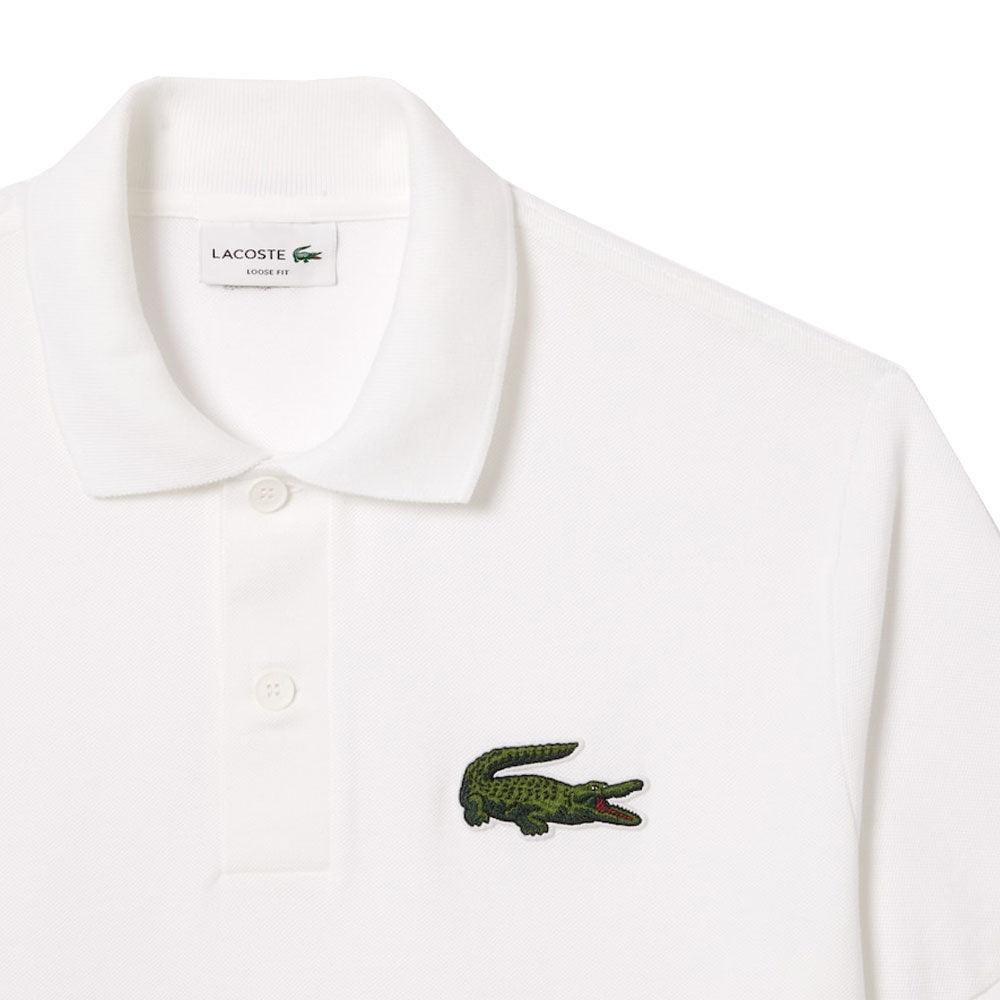 Lacoste Loose Fit Large Logo Polo Shirt White-SPIRALSEVEN DESIGNER MENSWEAR UK