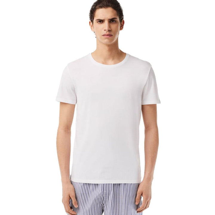 Lacoste Lounge 3 Pack Plain Cotton T-Shirt White-SPIRALSEVEN DESIGNER MENSWEAR UK