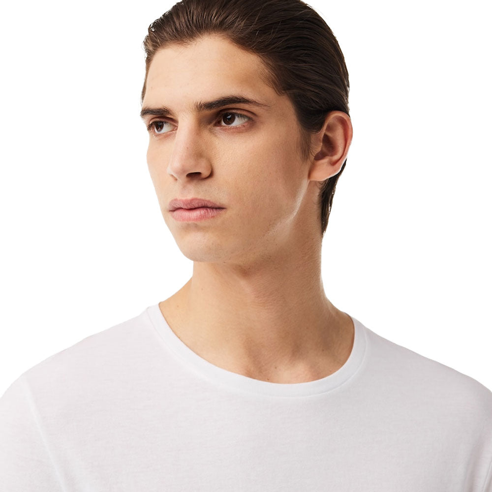 Lacoste Lounge 3 Pack Plain Cotton T-Shirt White-SPIRALSEVEN DESIGNER MENSWEAR UK