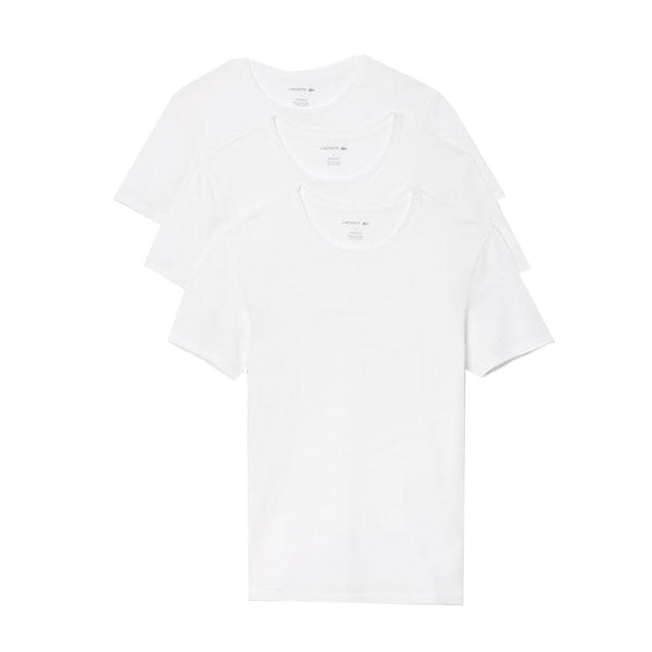 Lacoste Lounge 3 Pack Plain Cotton T-Shirt White-SPIRALSEVEN DESIGNER MENSWEAR UK