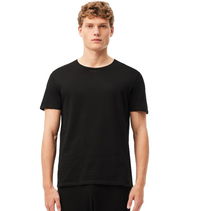 Lacoste Lounge 3 Pack Plain Stretch Cotton T-Shirts Black-SPIRALSEVEN DESIGNER MENSWEAR UK