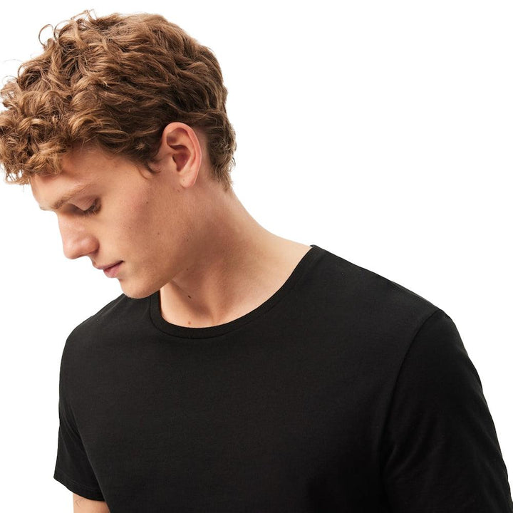 Lacoste Lounge 3 Pack Plain Stretch Cotton T-Shirts Black-SPIRALSEVEN DESIGNER MENSWEAR UK