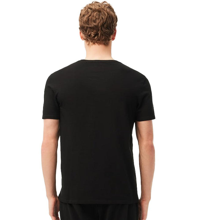 Lacoste Lounge 3 Pack Plain Stretch Cotton T-Shirts Black-SPIRALSEVEN DESIGNER MENSWEAR UK