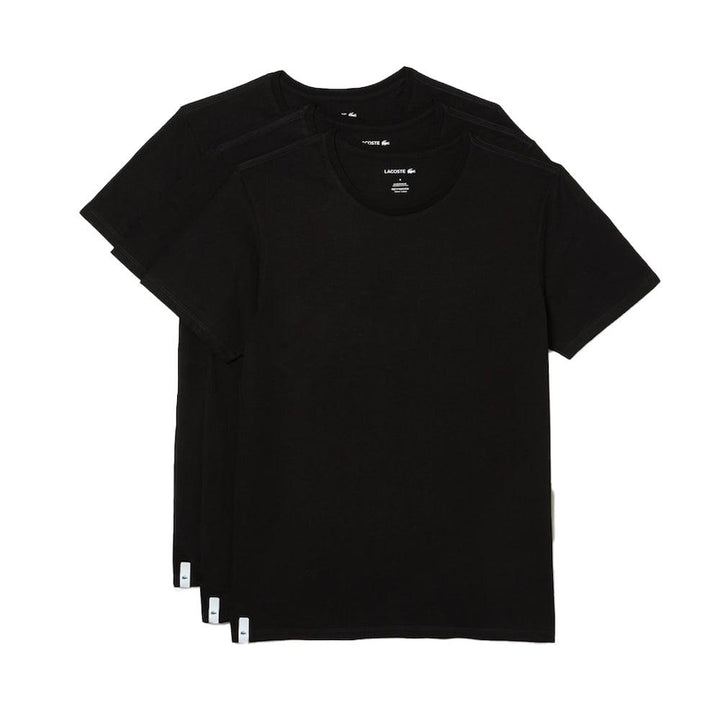 Lacoste Lounge 3 Pack Plain Stretch Cotton T-Shirts Black-SPIRALSEVEN DESIGNER MENSWEAR UK