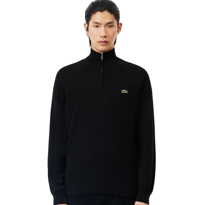 Lacoste Quarter Zip Knit Sweater Black-SPIRALSEVEN DESIGNER MENSWEAR UK