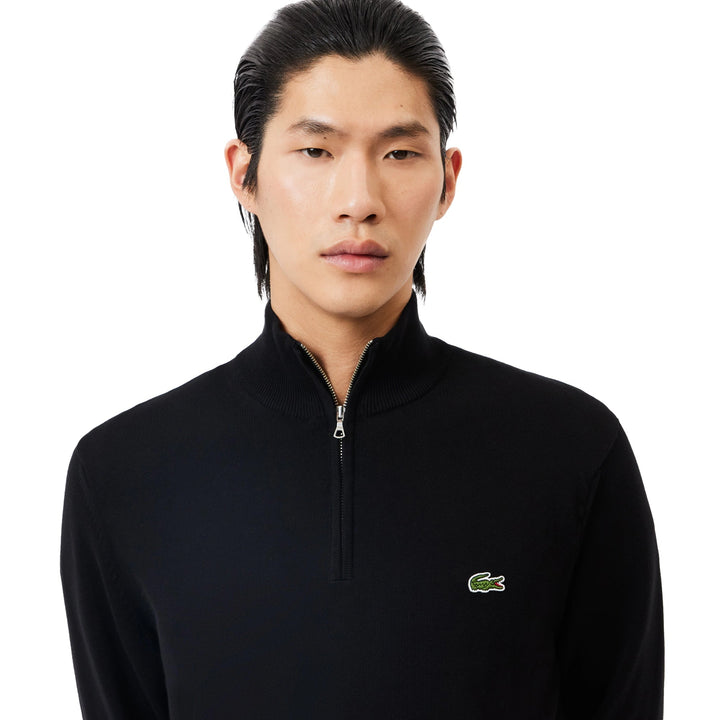 Lacoste Quarter Zip Knit Sweater Black-SPIRALSEVEN DESIGNER MENSWEAR UK