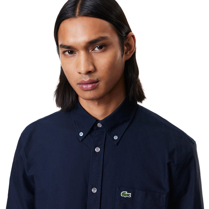 Lacoste Regular Fit Oxford Shirt Navy Blue-SPIRALSEVEN DESIGNER MENSWEAR UK