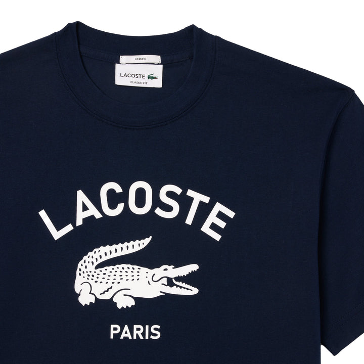 Lacoste Signature Print Cotton T-Shirt Midnight Blue-SPIRALSEVEN DESIGNER MENSWEAR UK