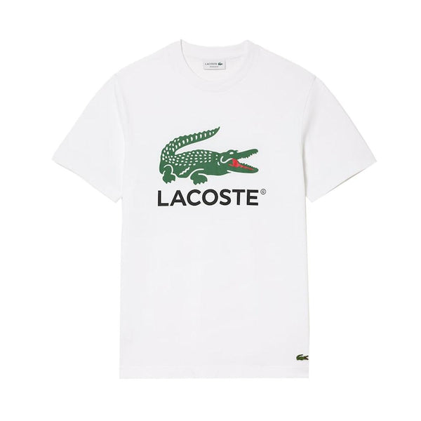 Lacoste Signature Print Cotton T-Shirt White-SPIRALSEVEN DESIGNER MENSWEAR UK