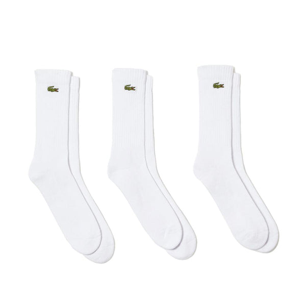 Lacoste Sport 3 Pack High Cut Socks White-UK 5.5-8-SPIRALSEVEN DESIGNER MENSWEAR UK