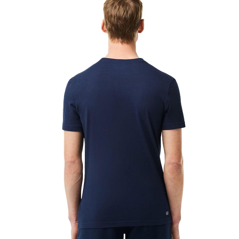 Lacoste Ultra Dry Oversized Logo Sport T-Shirt Navy Blue-SPIRALSEVEN DESIGNER MENSWEAR UK