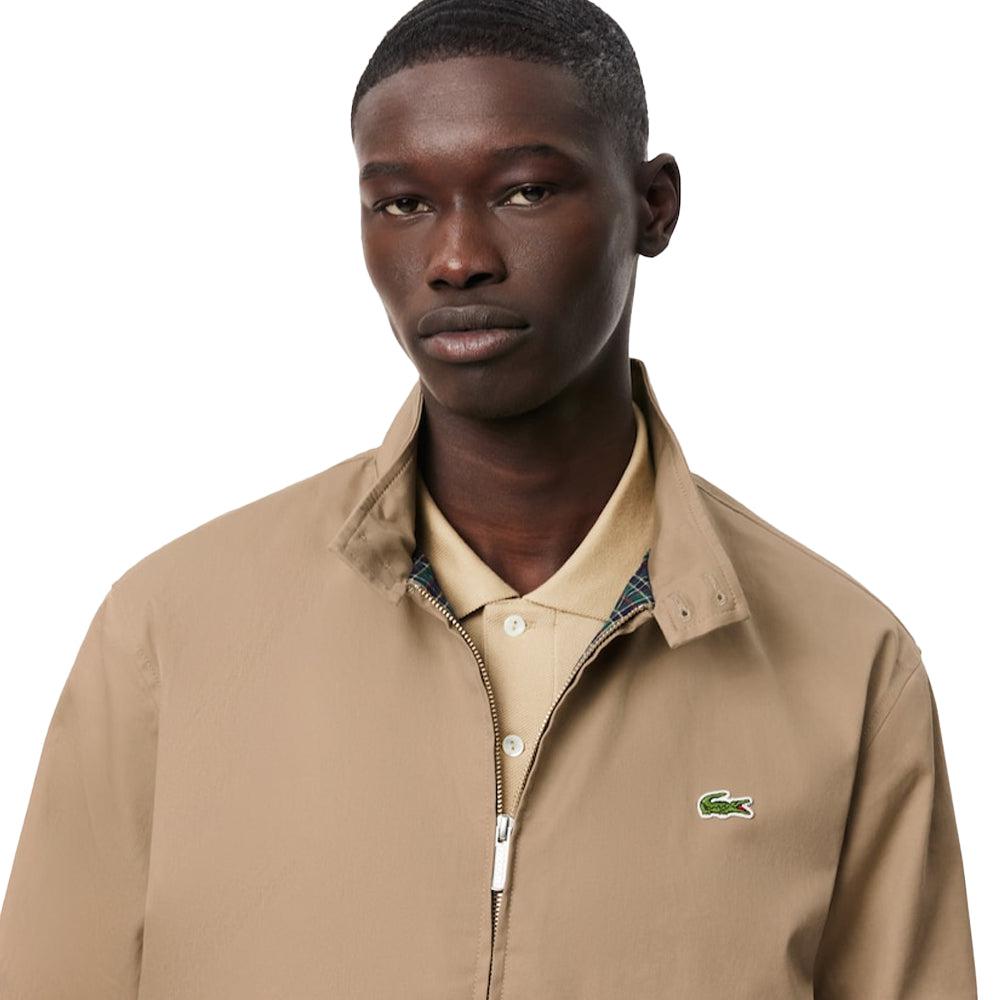 Lacoste Waterproof Twill Harrington Jacket Beige Spiral Seven