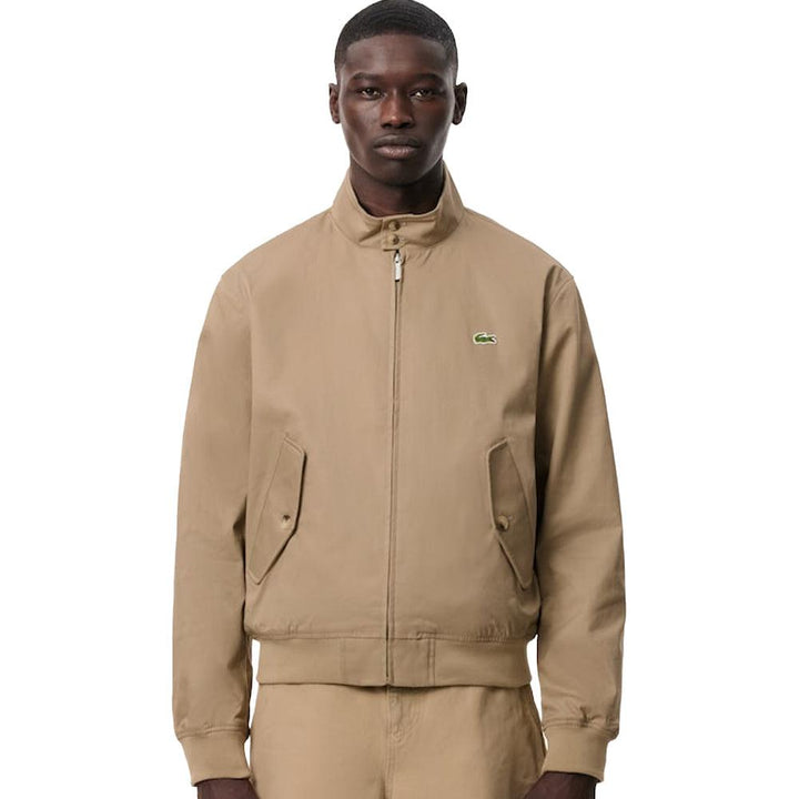 Lacoste Waterproof Twill Harrington Jacket Beige-SPIRALSEVEN DESIGNER MENSWEAR UK