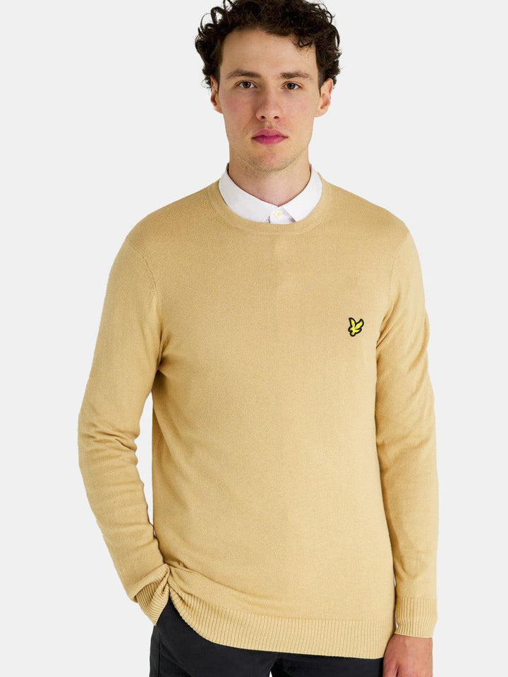 Lyle & Scott Cotton Merino Knit Jumper - Cairngorms Khaki-SPIRALSEVEN DESIGNER MENSWEAR UK