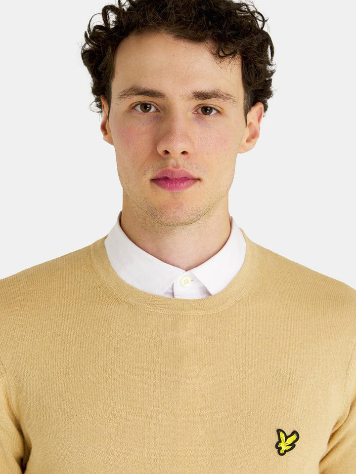 Lyle & Scott Cotton Merino Knit Jumper - Cairngorms Khaki-SPIRALSEVEN DESIGNER MENSWEAR UK