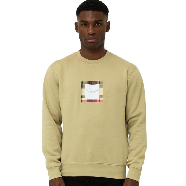 Marshall Artist Carter Check Box Crew Sweatshirt Sandstone-SPIRALSEVEN DESIGNER MENSWEAR UK